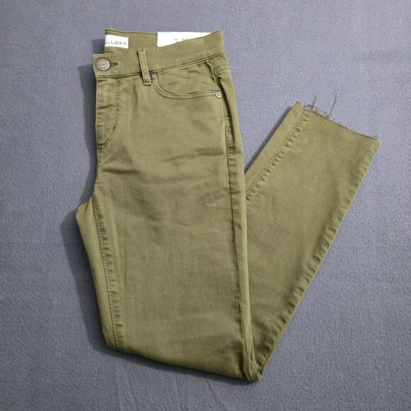 LOFT Denim - LOFT Women 26/2 Green Low Rise Modern Skinny Crop Raw Hem Jeans